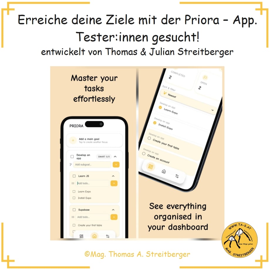 Erreiche deine Ziele mit Priora – App-Tester:innen gesucht!