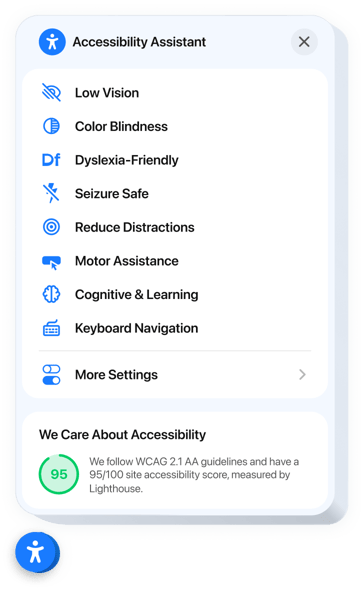 Accessibility widget for website