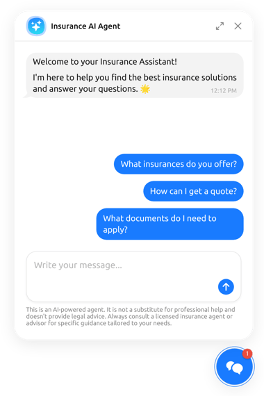 HTML Insurance Chatbot template