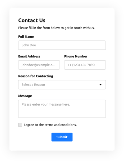 Contact Form Templates Create Online Contact Forms for Website
