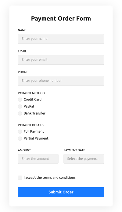 Payment Order Form