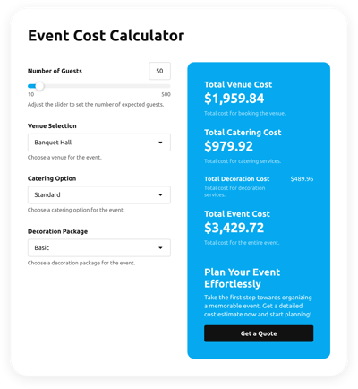 Event Cost Calculator