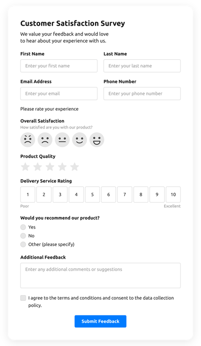 Create Emoji Feedback Form Template for Html [free plugin]