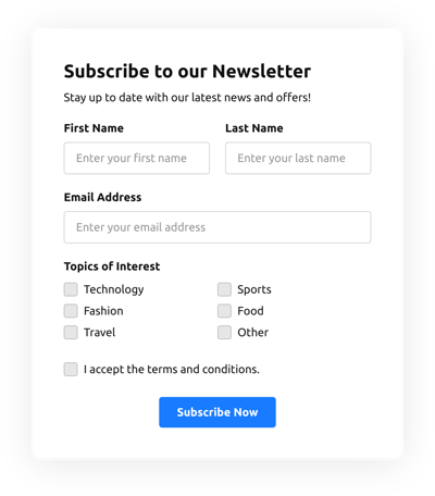 Subscription Newsletter Form