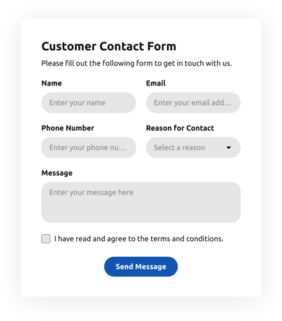 Customer Contact Form