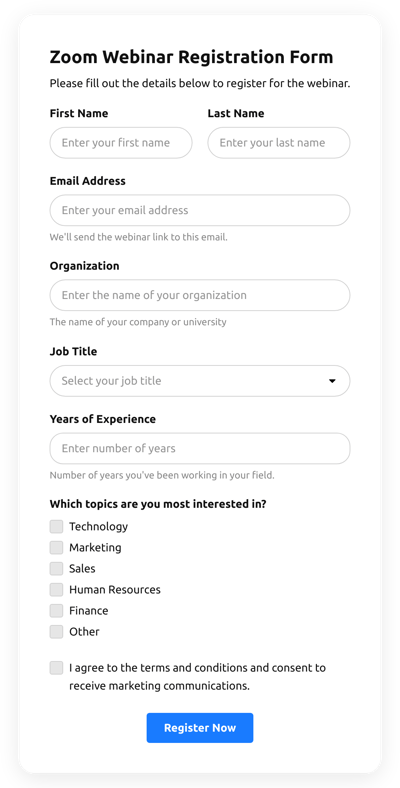 Zoom Registration Form