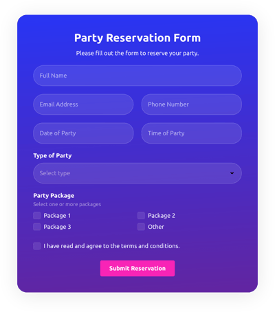 Party Reservation Form