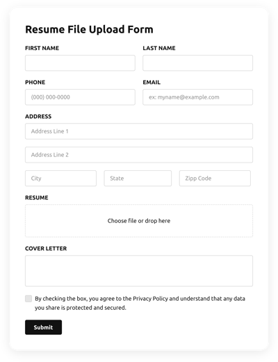 File Upload Form Templates - Create Online Upload Forms for Website