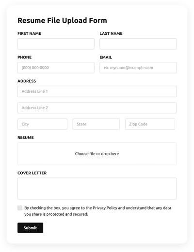 Resume File Upload Form