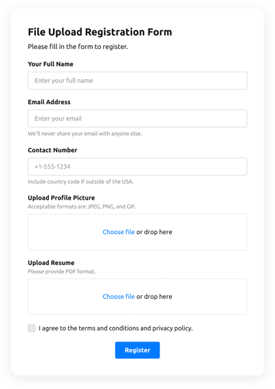Create Resume File Upload Form Template for Wordpress [free plugin]