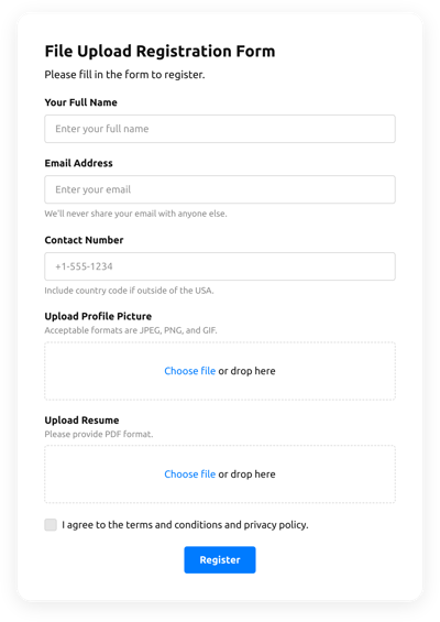 File Upload Registration Form