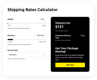 Shipping Rates Calculator