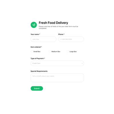 Order Form Templates - Create Online Order Forms for Website