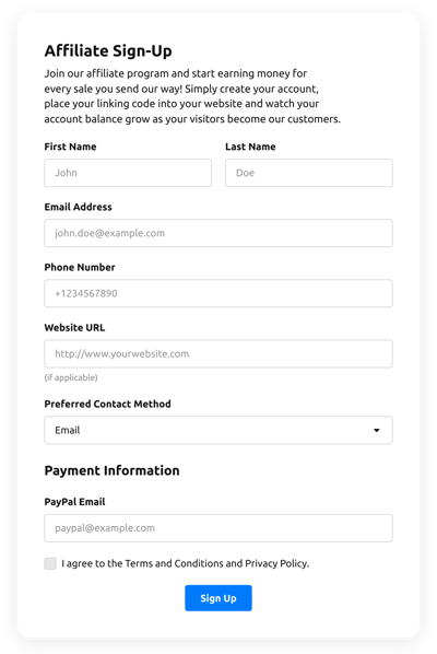 Sign Up Form Templates Create Online Sign Up Forms