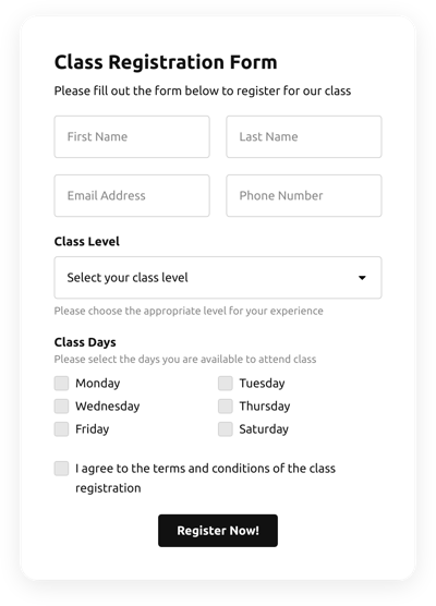 Registration Form Templates - Create Online Registration Forms
