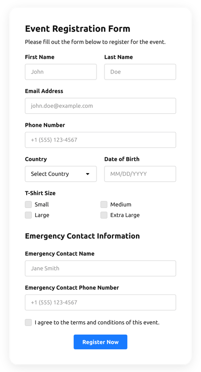 Registration Form Templates - Create Online Registration Forms