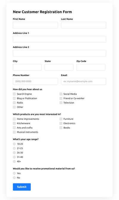 Customer Registration Form