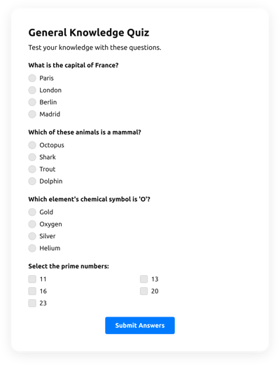 Multiple Choice Quiz