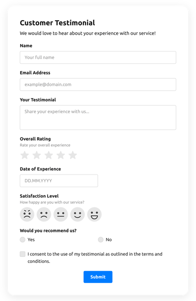 Customer Review Form Templates - Create Online Review Forms