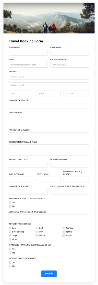 Travel Booking Form