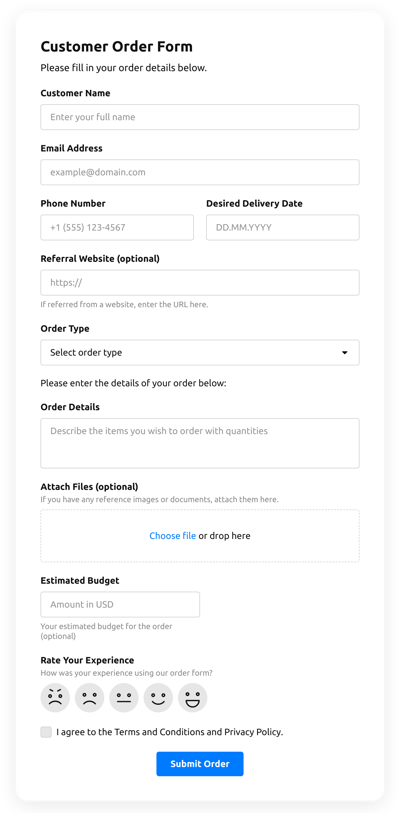 Customer Order Form