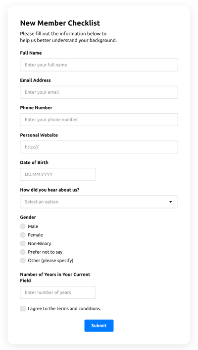 Checklist Form