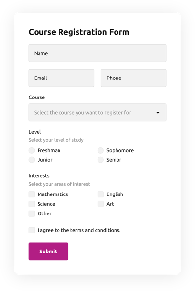 Course Registration Form