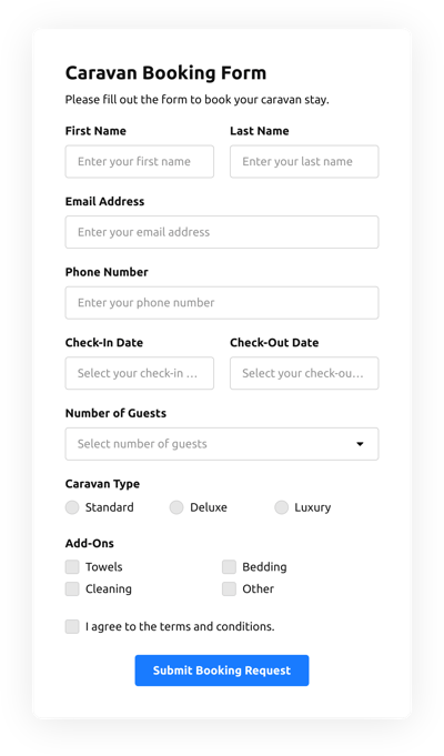 Caravan Booking Form