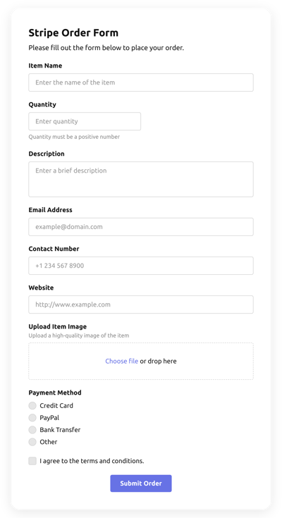 Order Form Templates - Create Online Order Forms for Website