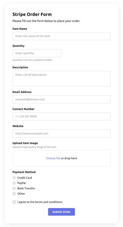 Stripe Order Form