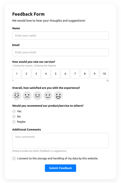 Create Emoji Feedback Form Template for Html [free plugin]