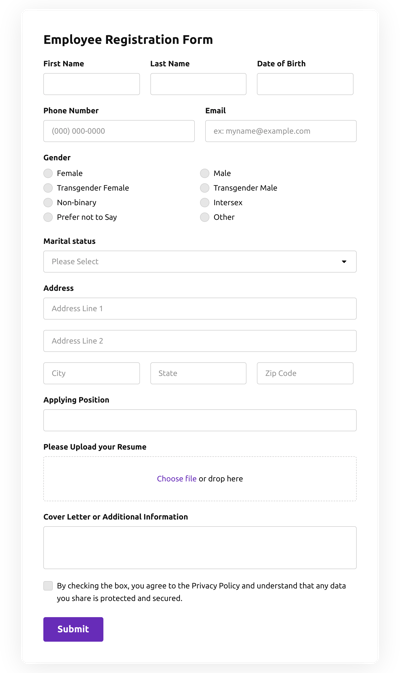 Employee Registration Form