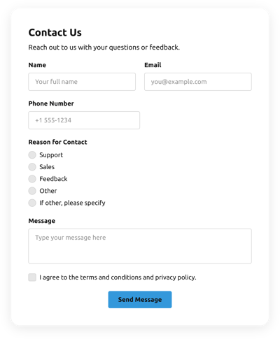 Contact Form Templates - Create Online Contact Forms for Website