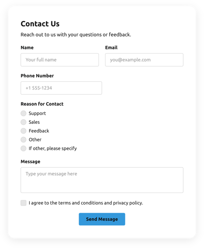 Horizontal Contact Form