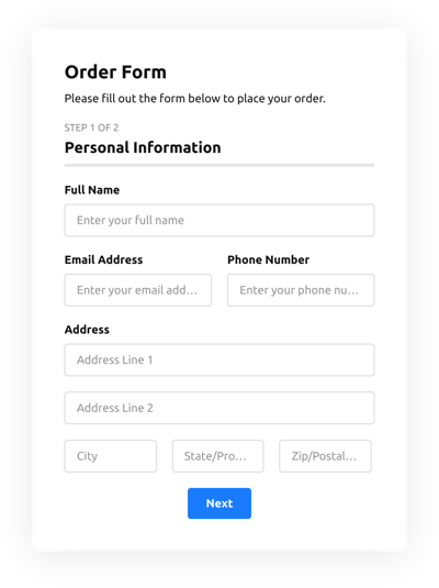 Order Form Templates - Create Online Order Forms for Website
