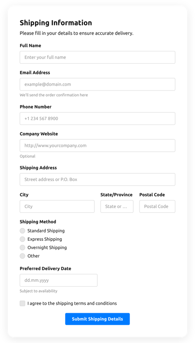 Shipping Form