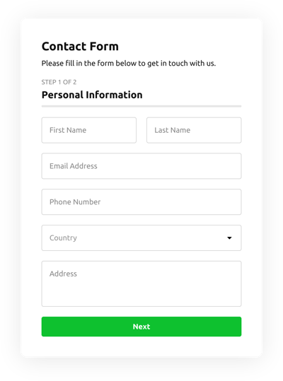 Multistep Contact Form