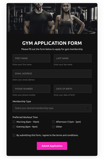 Gym Application Form