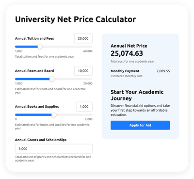 University Net Price Calculator