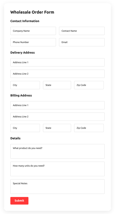 Wholesale Order Form