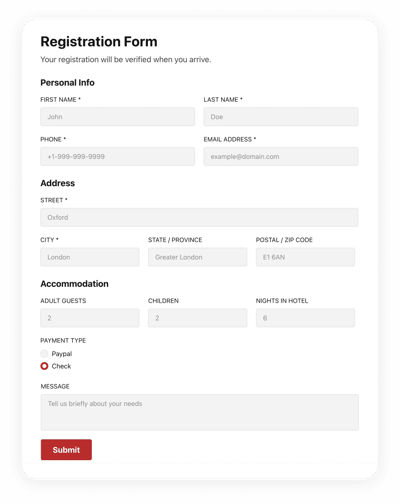 Hotel Guest Registration Form