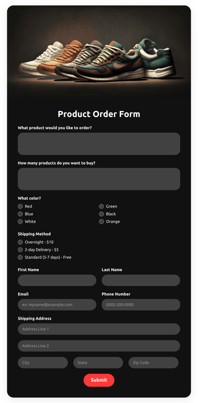 Product Order Form