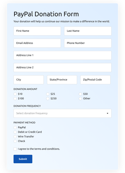 Online Donation Form Template