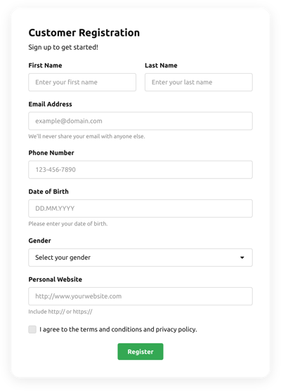 Sign Up Form Templates - Create Online Sign Up Forms