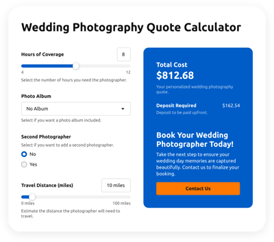 Wedding Photography Quote Calculator