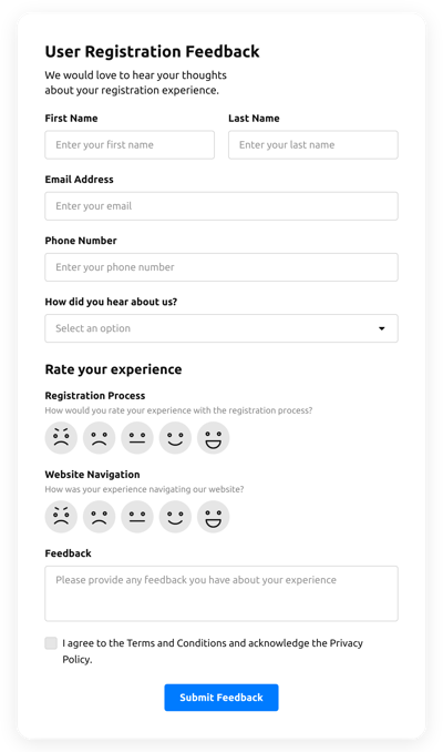 User Registration Feedback Form
