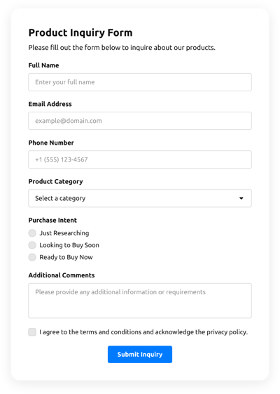 Order Form Templates - Create Online Order Forms for Website