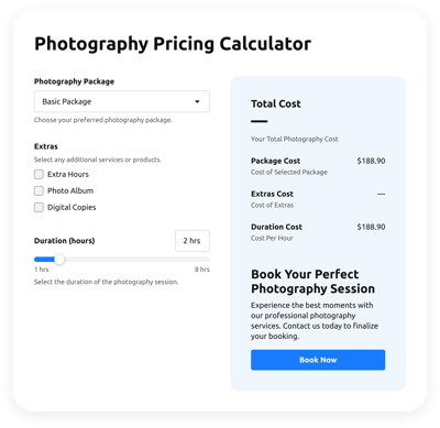 Photography Pricing Calculator