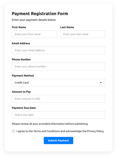 Payment Registration Form