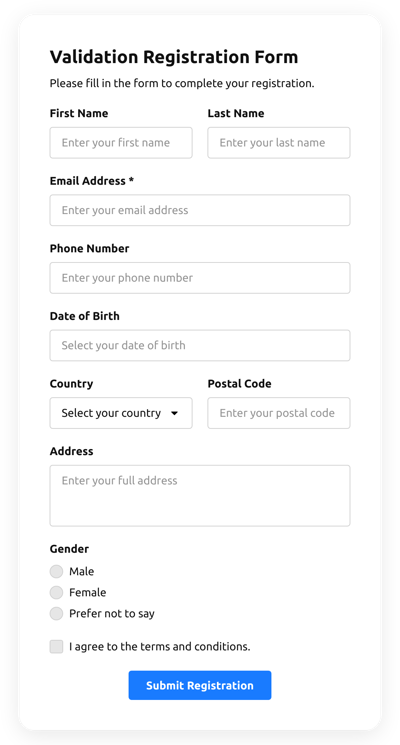 Validation Registration Form